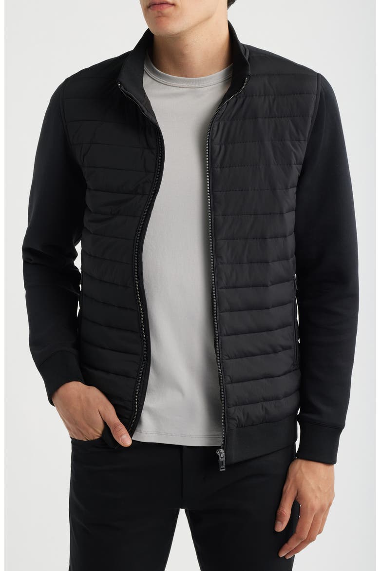 Freddie Mixed Media Jacket, Main, color, BLACK