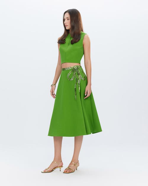 Theo The Label Women's Green Harmonia Embroidered A Line Skirt In Rewild Green