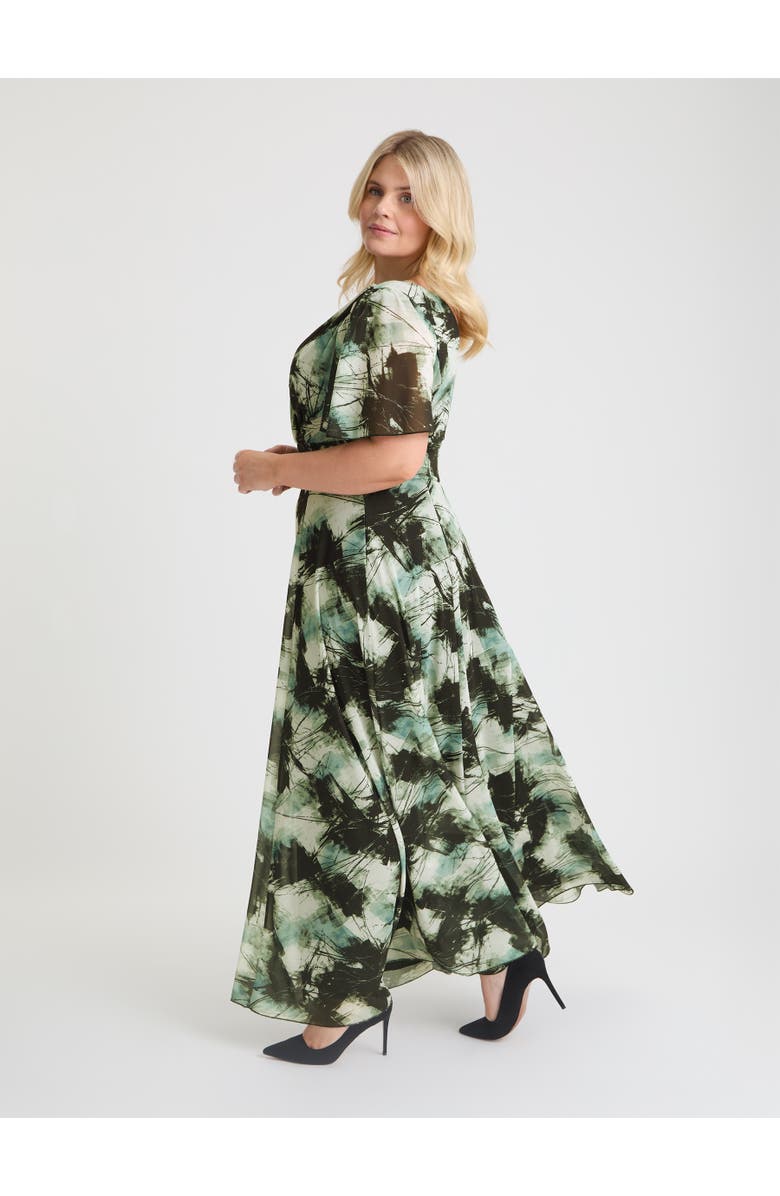 Scarlett & Jo Isabelle Abstract Angel Sleeve Dress, Alternate, color, Black Grey Ivory