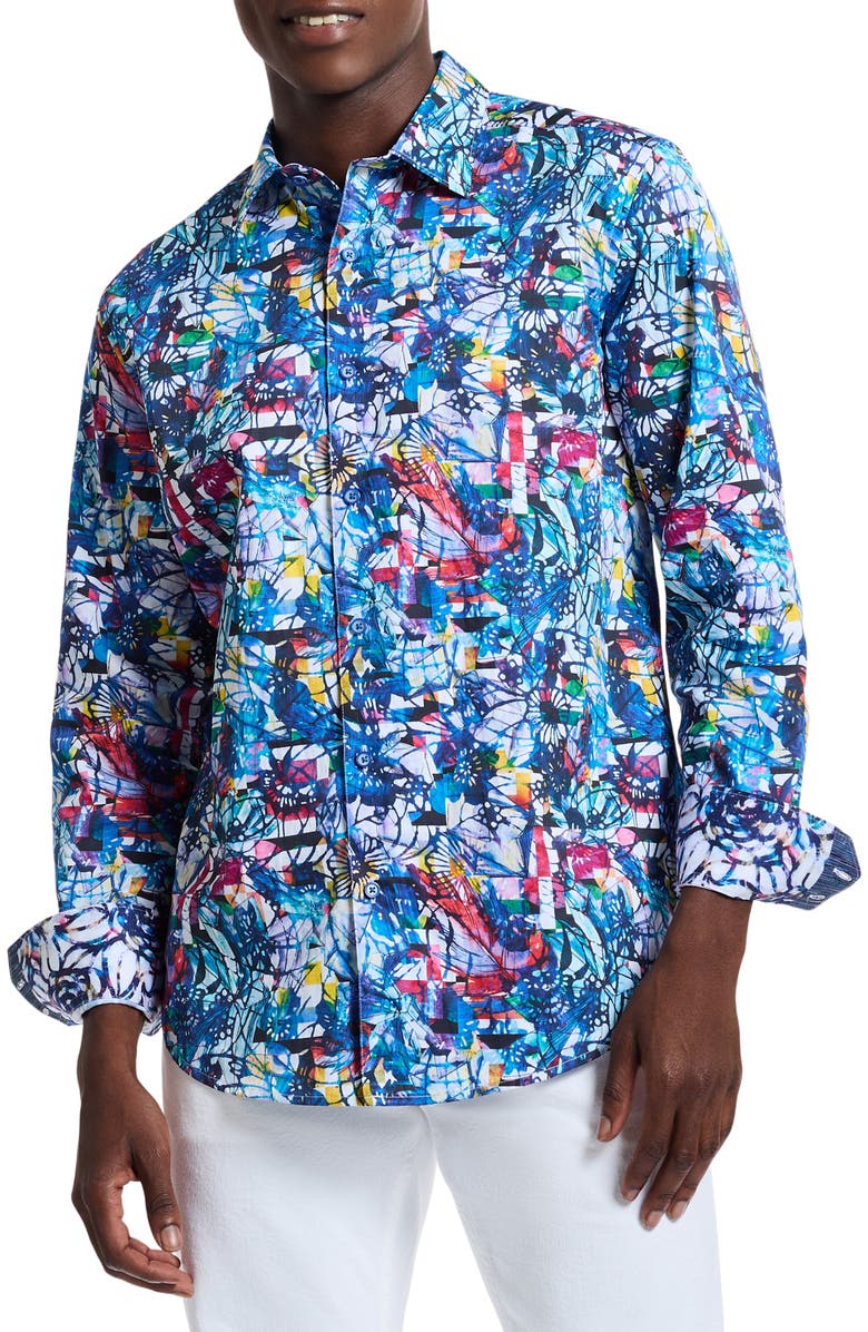 Robert Graham Trumbell Cotton Button-Up Shirt, Main, color,