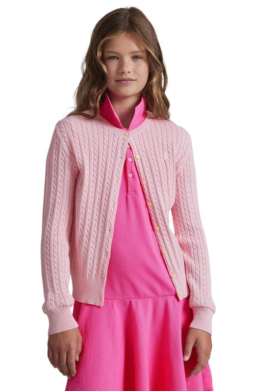 Polo Ralph Lauren Little Girls Cable-knit Cotton Cardigan In Hint Of Pink
