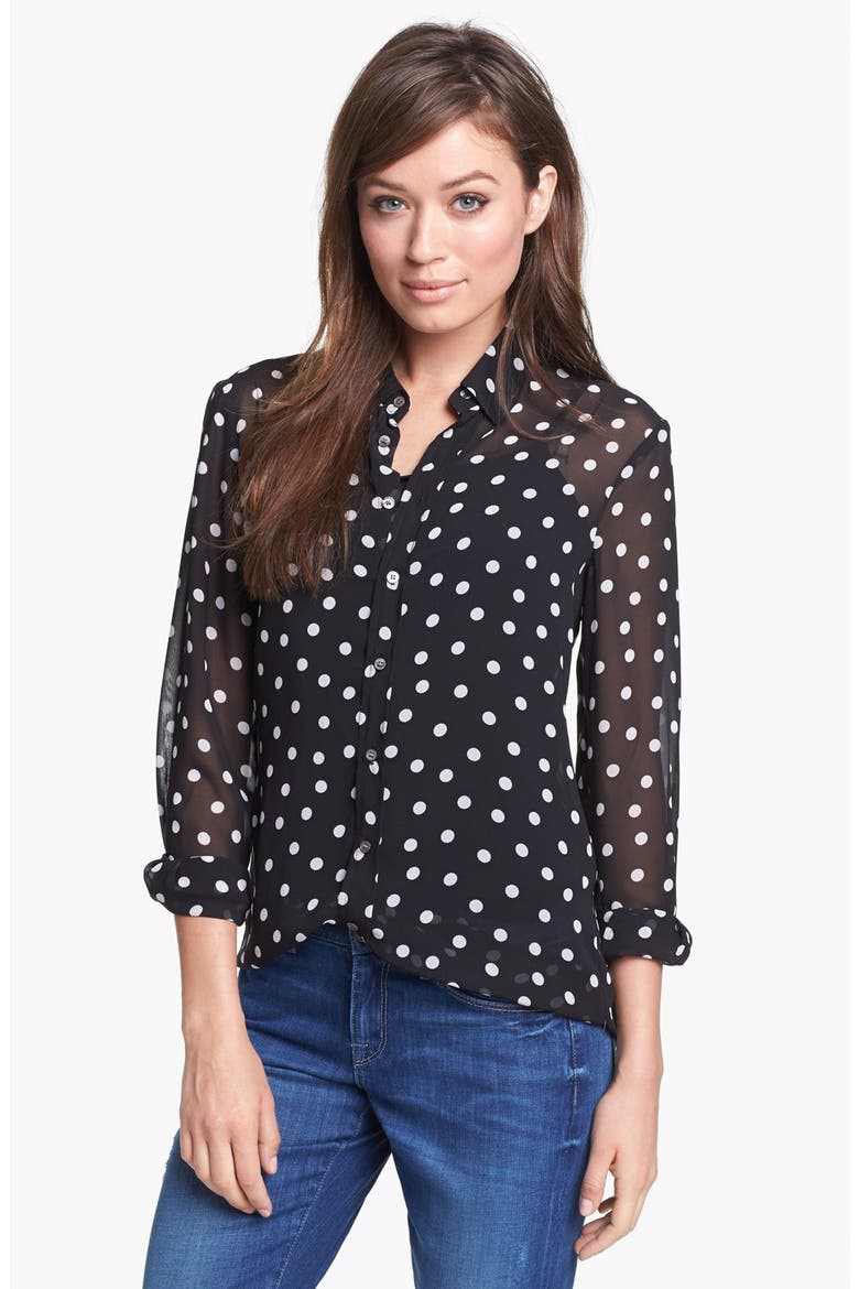 'Playful Polka Dots' Shirt, Main, color, RICH BLACK