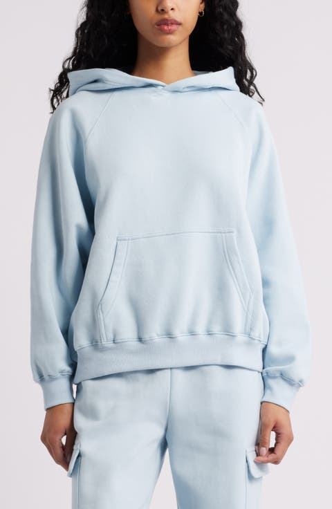 Fleece Detail Oversize Raglan Hoodie