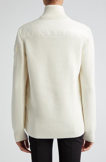 Moncler Quilted Nylon & Wool Knit Cardigan | Nordstrom