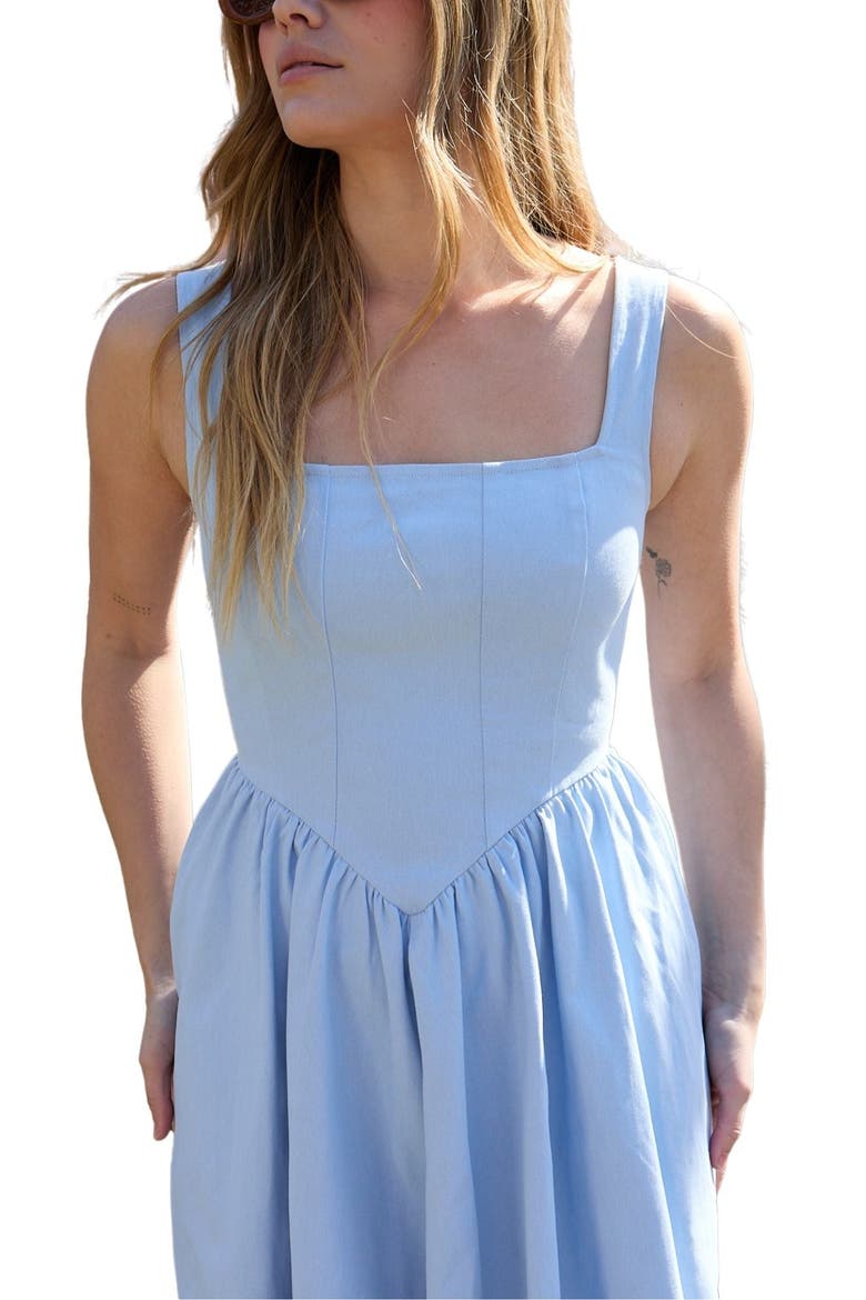 Hayley Corset Inspired Midi Dress, Alternate, color, Blue