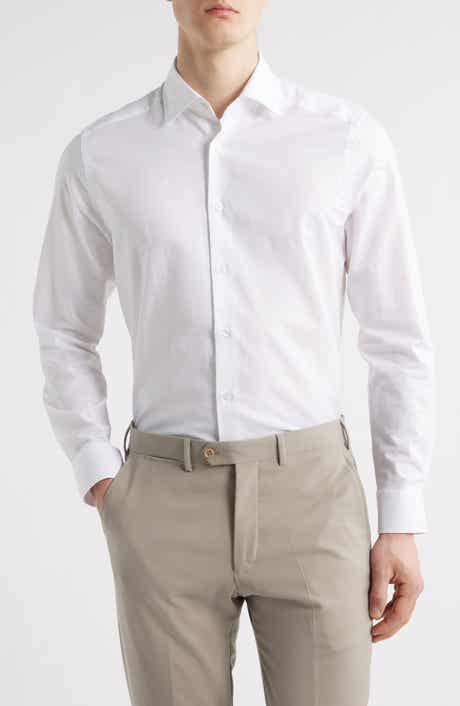 Jack Victor Danforth Stretch Cotton & Linen Blend Dress Shirt