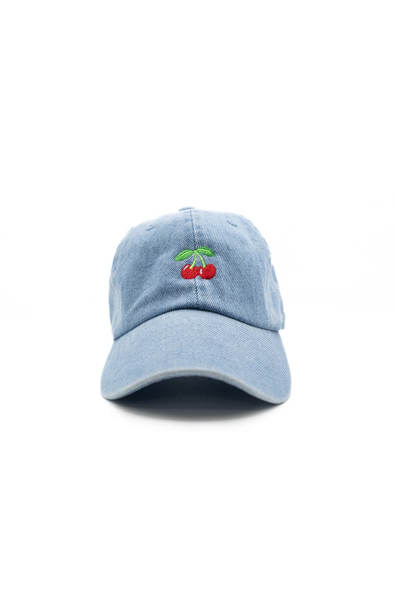Rey To Z Tiny Cherry Baseball Hat, Main, color, Denim