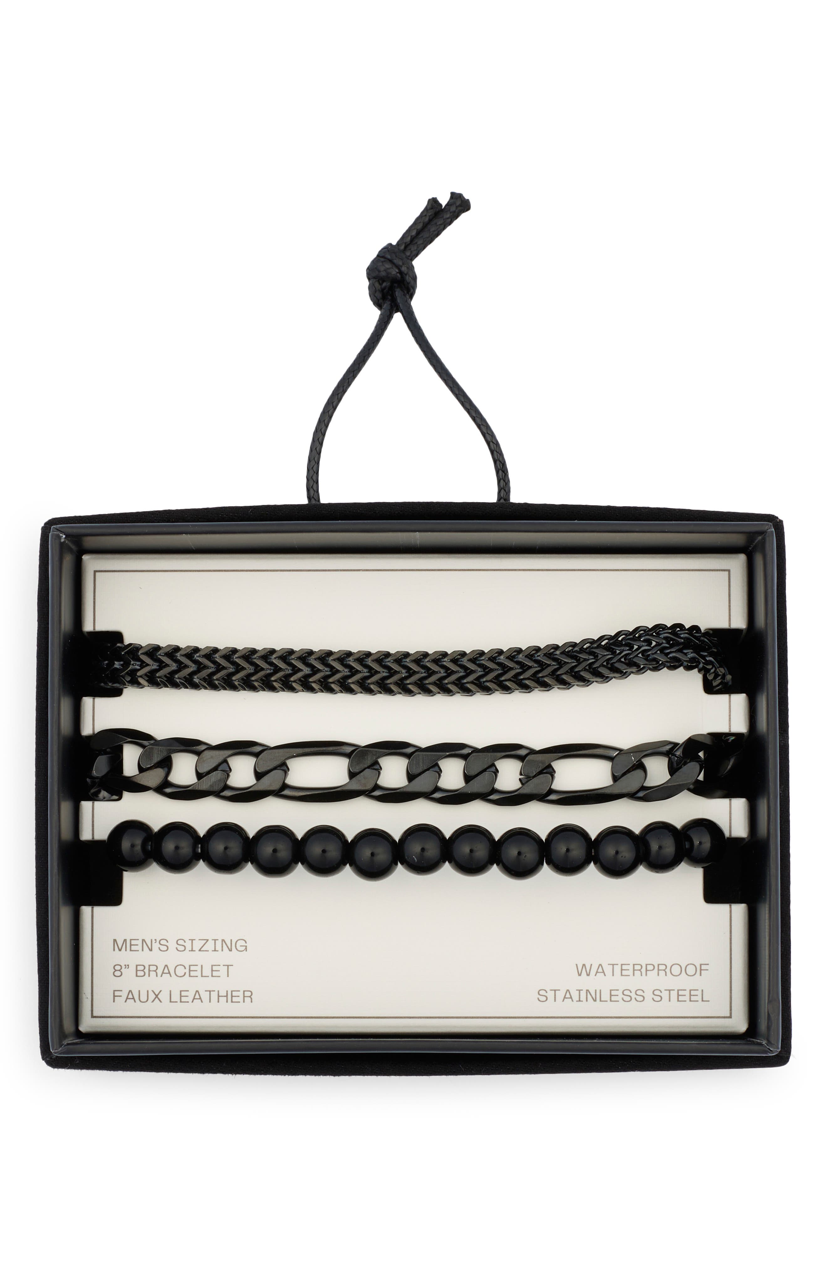 3-Pack Waterproof Mixed Chain Bracelets