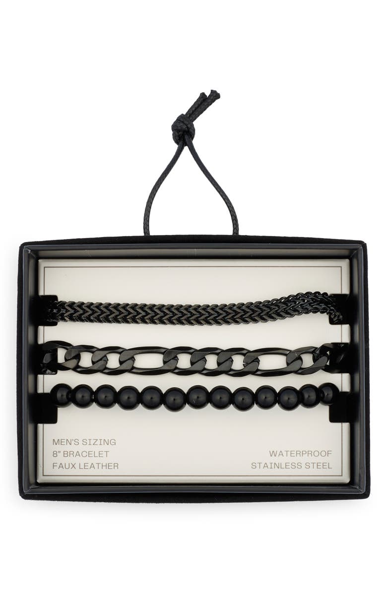 NORDSTROM RACK 3-Pack Waterproof Mixed Chain Bracelets, Main, color, 