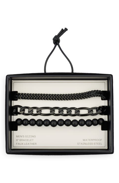 3-Pack Waterproof Mixed Chain Bracelets