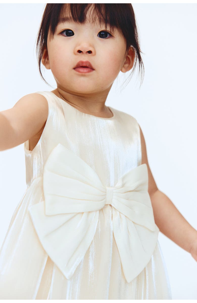 H&M Bow-detail Organza Dress, Alternate, color, Cream