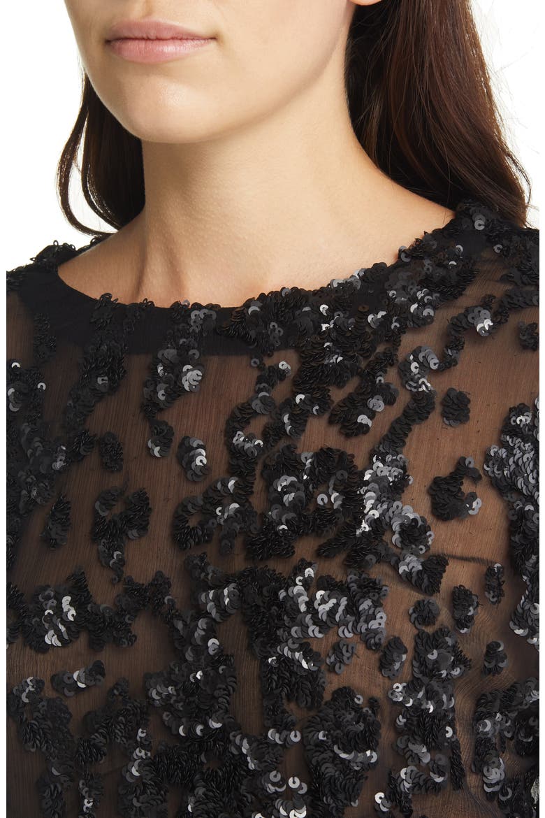 Gia Sequin Sheer Crop Top, Alternate, color, BLACK