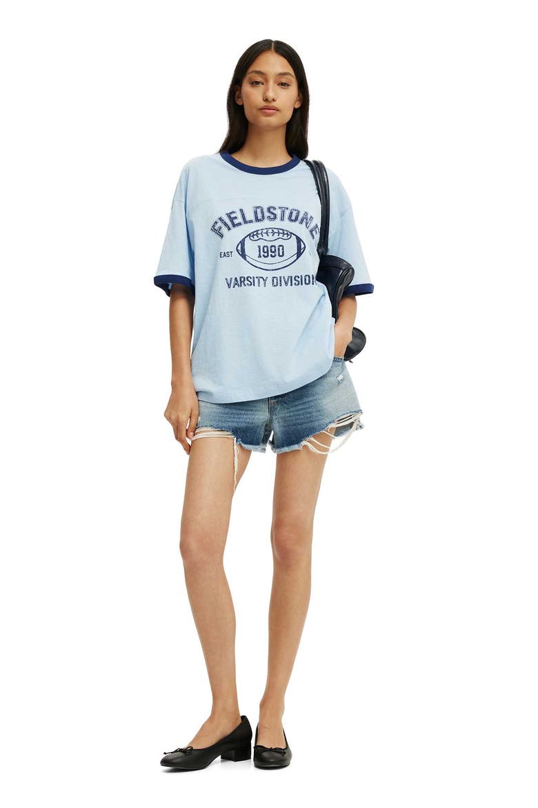Women's The Boxy Graphic Tee, Alternate, color, Fieldstone  Blue