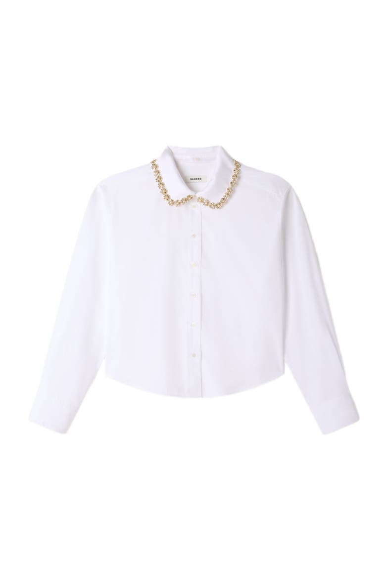 Jewel collar shirt, Alternate, color, White