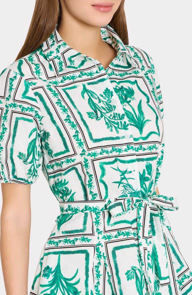 Milly Floral Tile Linen Blend Minidress, Alternate, color, 