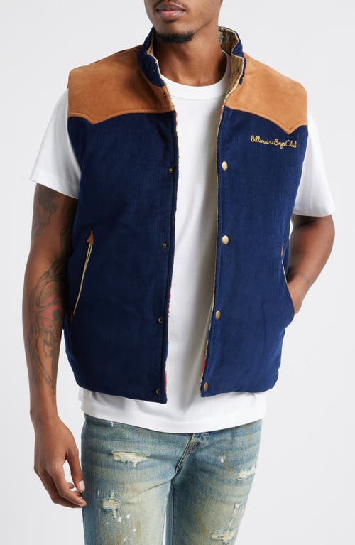 Billionaire Boys Club Canyon Reversible Quilted Vest in Blue Depths 