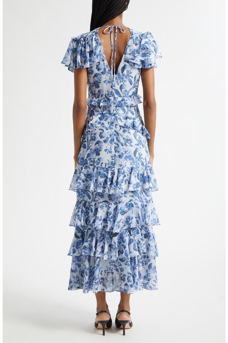Floral Tiered Ruffle Dress, Alternate, color, NIGHT TIDE MULTI