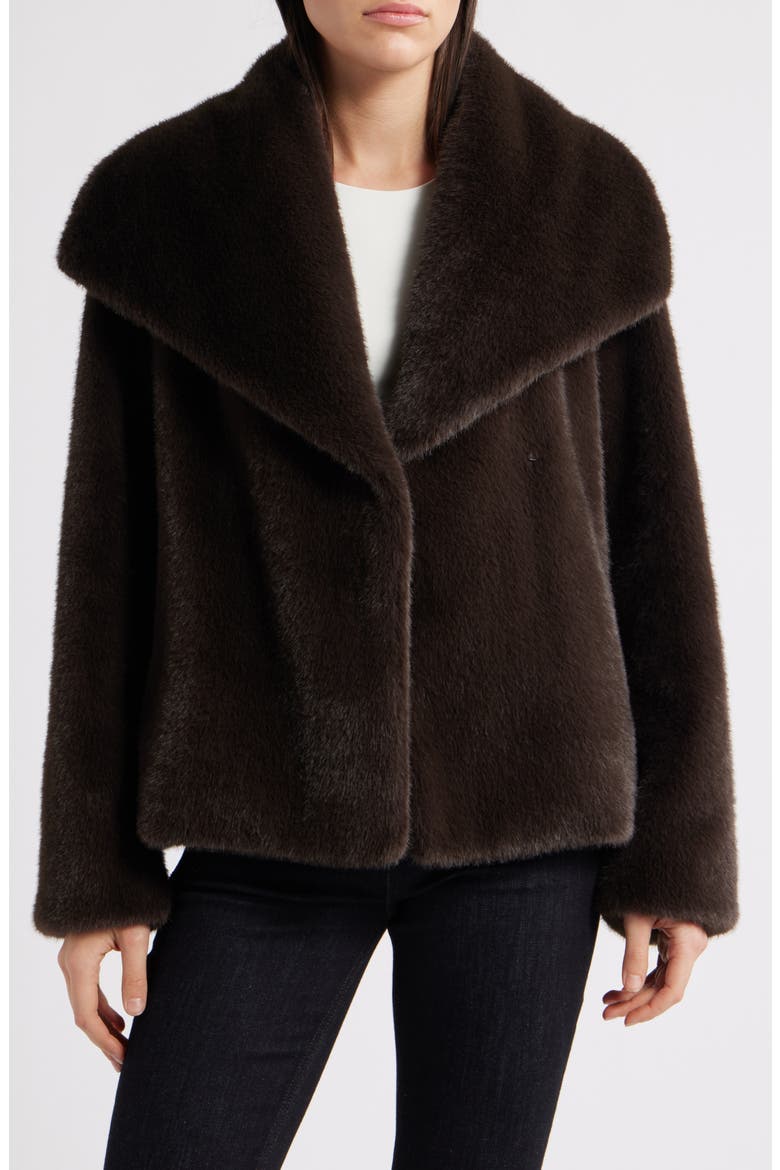 Faux Fur Jacket, Main, color, CAFE NOIR