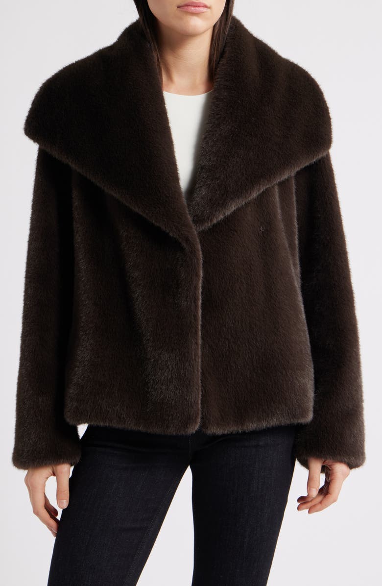 Sam Edelman Faux Fur Jacket, Main, color, Cafe Noir