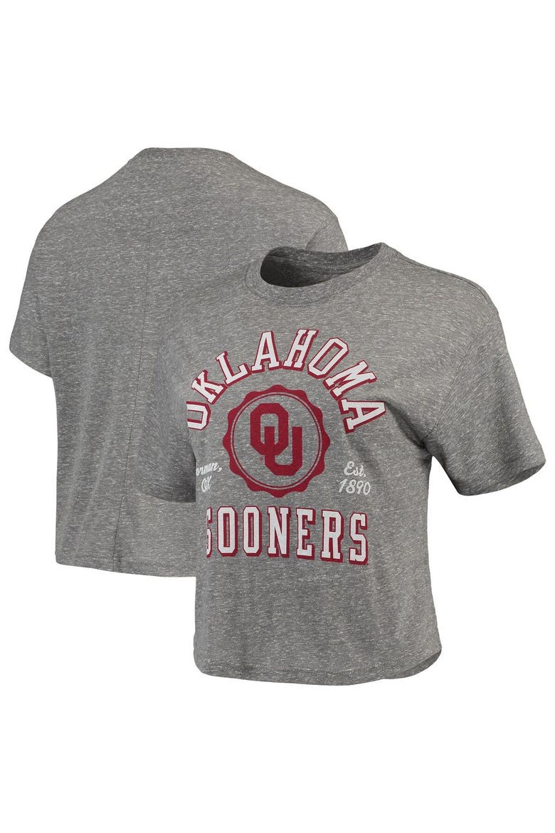 Women's Pressbox Gray Oklahoma Sooners Bishop Tri-Blend Knobi Crop T-Shirt, Main, color, Gray
