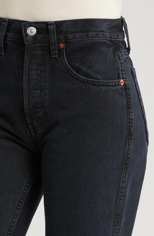 Re/done High Waist Cuff Narrow Leg Jeans In Blacken Blue