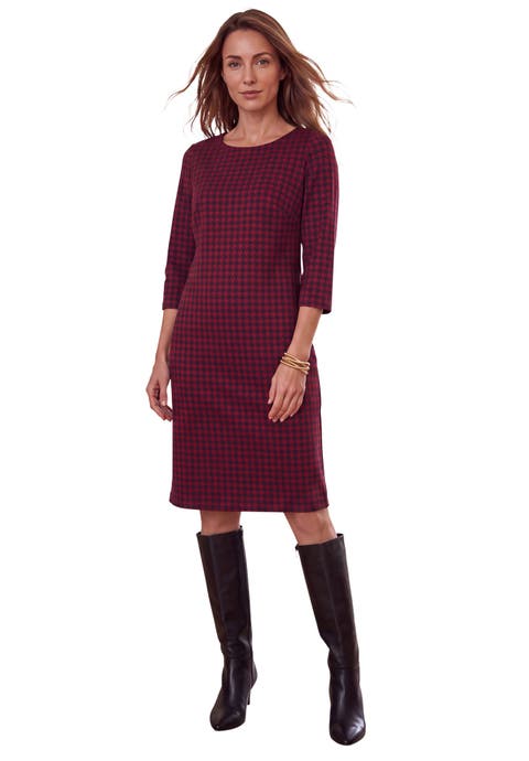 Stretch Cotton Boatneck Shift Dress (plus)