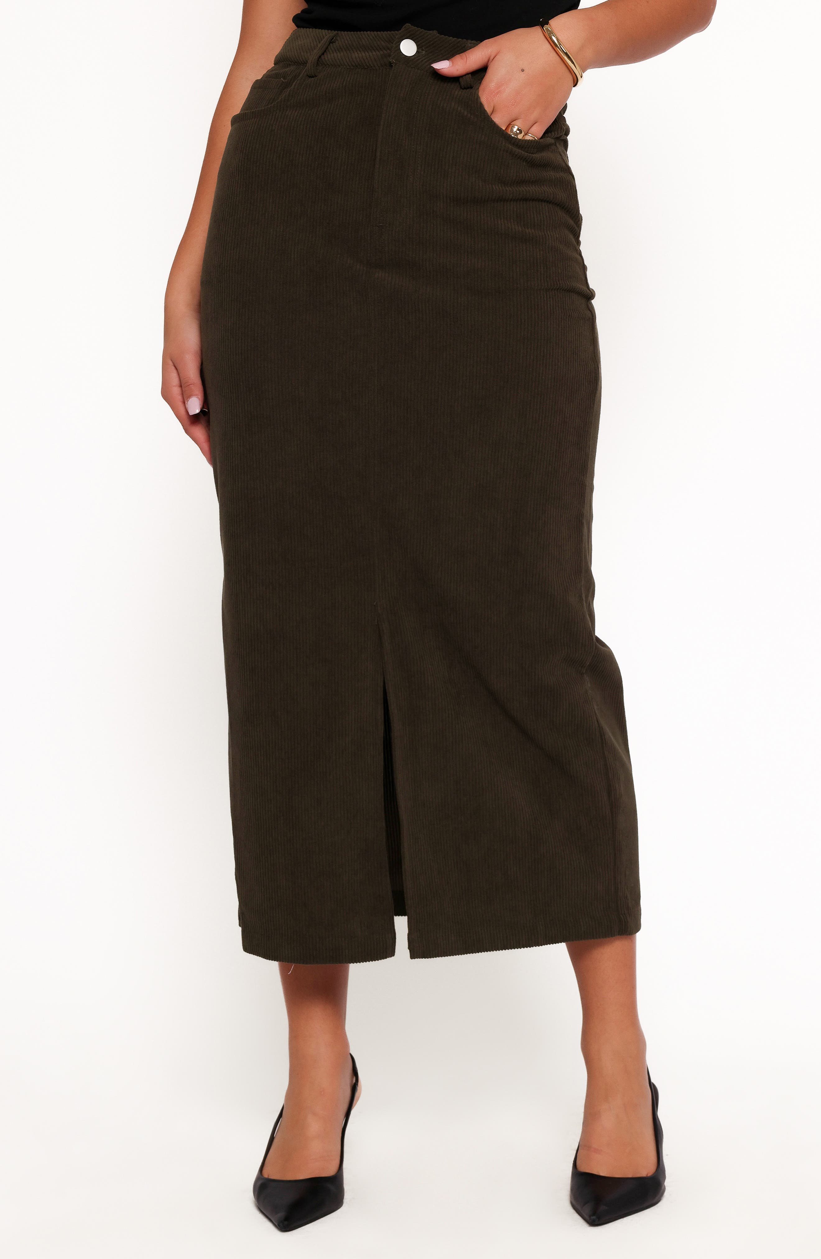 Petal & Pup Myra Corduroy Midi Skirt