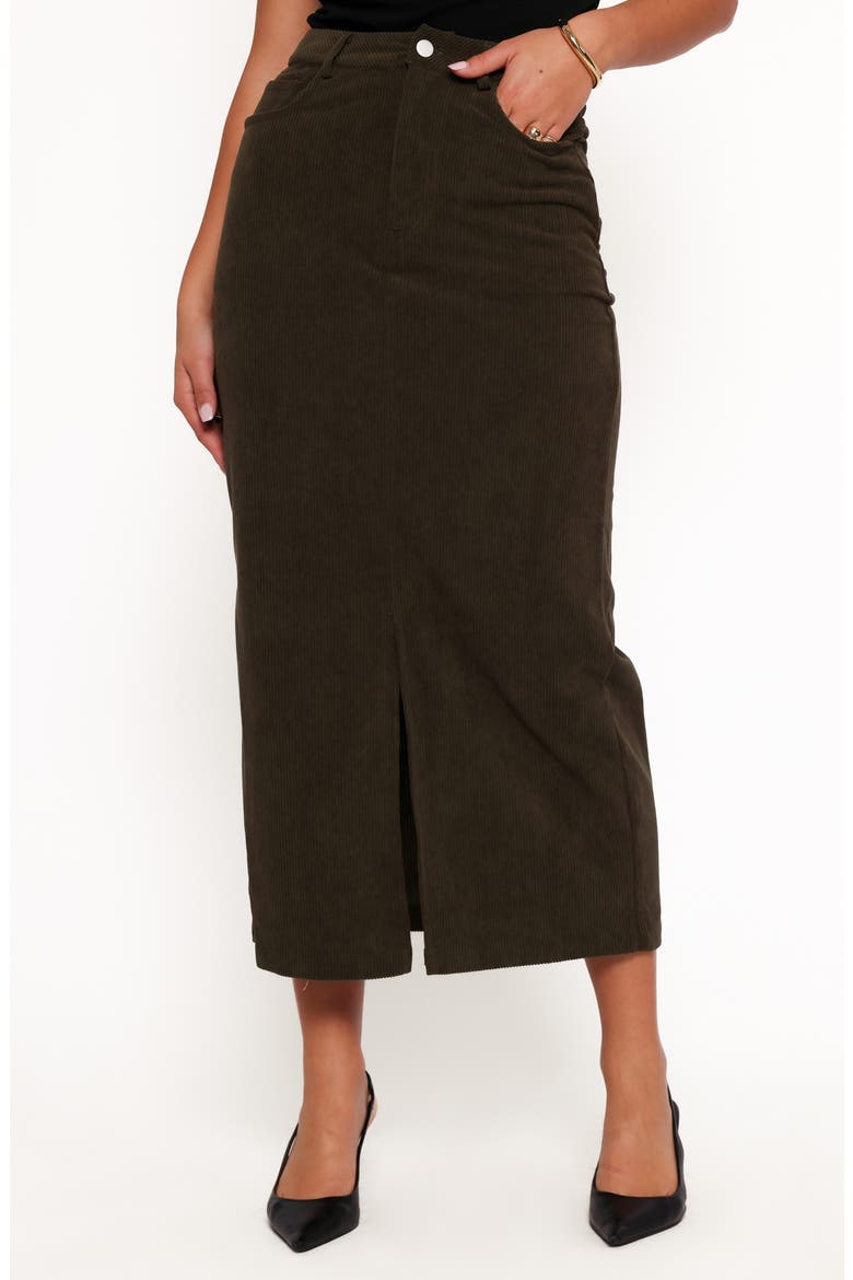 Myra Corduroy Midi Skirt, Main, color, OLIVE
