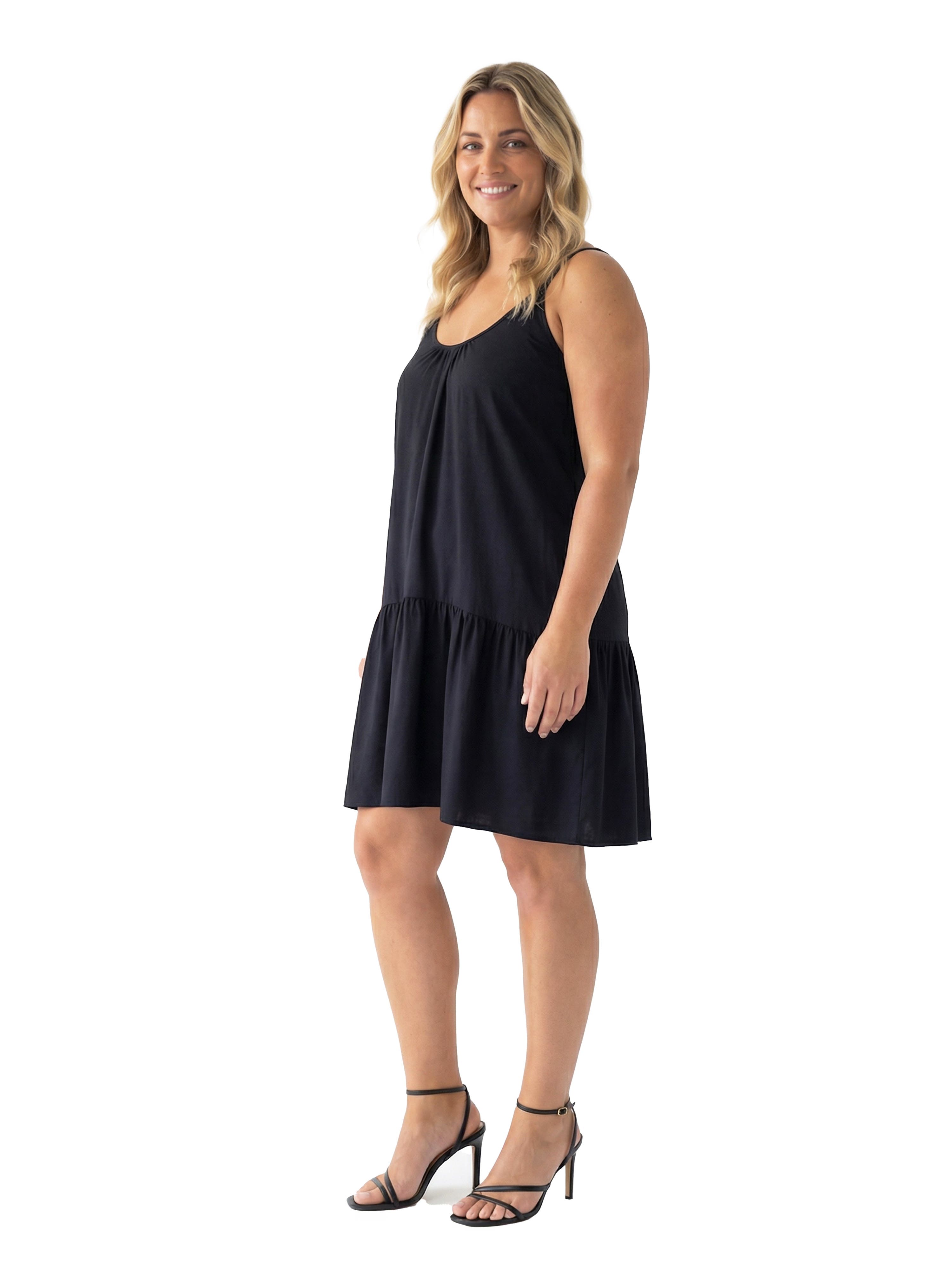 Curvy Essential Scoop Neck Spaghetti Strap Pocket A-Line Mini Dress - image 2