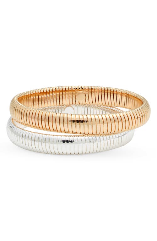 Open Edit Set Of 2 Omega Stretch Bracelets In Gold