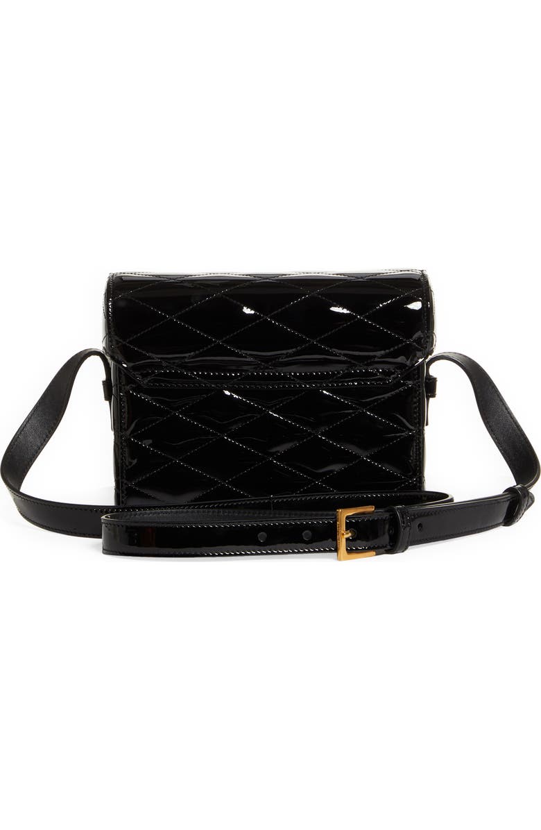 Saint Laurent Logo Quilted Patent Leather Camera Crossbody Bag, Alternate, color,
