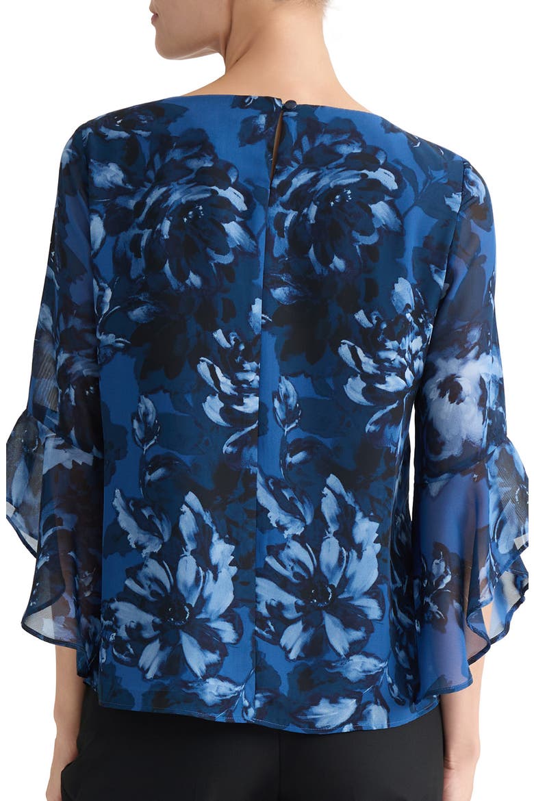 Floral Print Bell Sleeve Top, Alternate, color, BLUE NIGHT MULTI