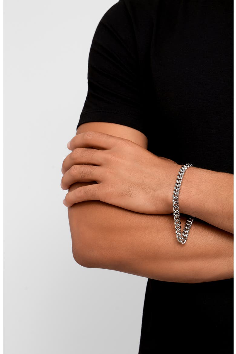 Men's Water Resistant Cuban Chain Bracelet, Alternate, color, SILVER