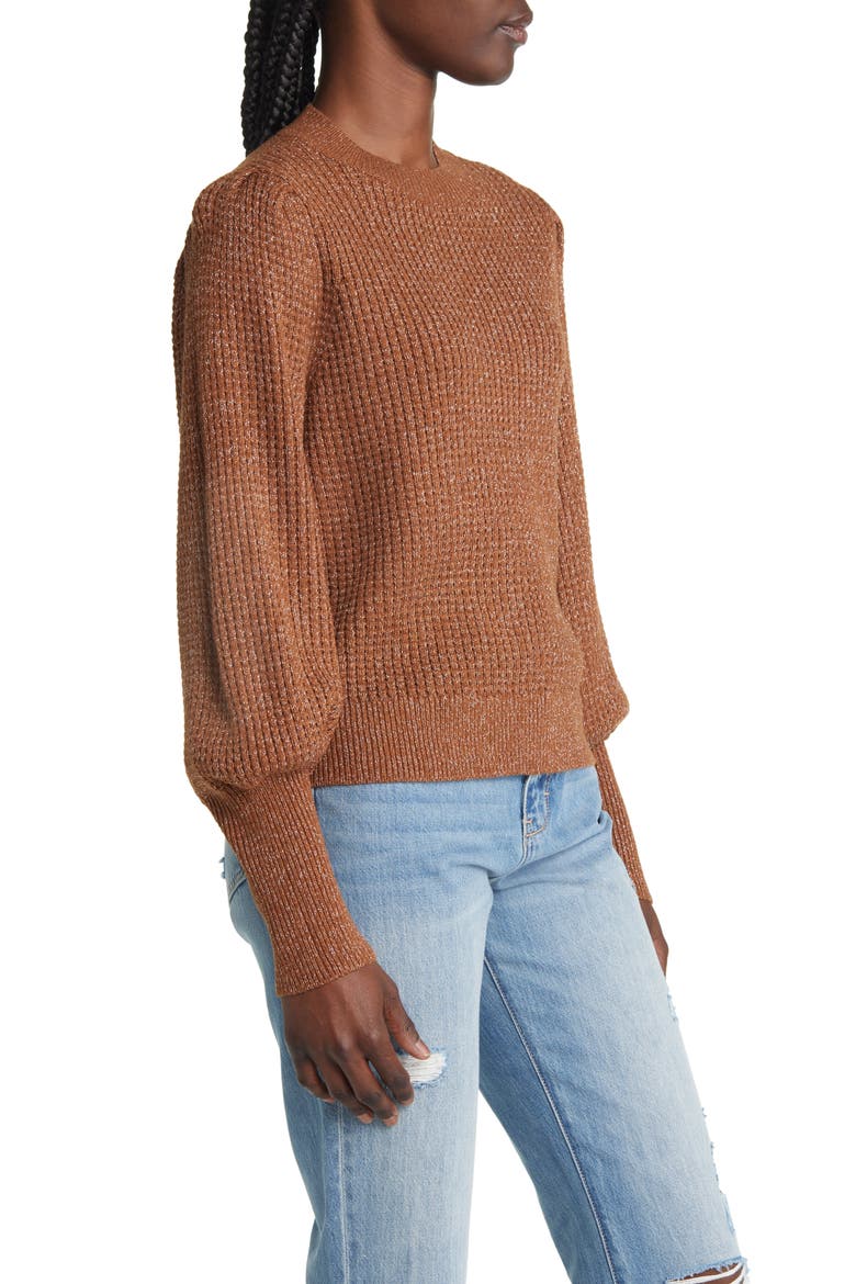 Peekaboo Sweater, Alternate, color, BROWN BISON- SILVER