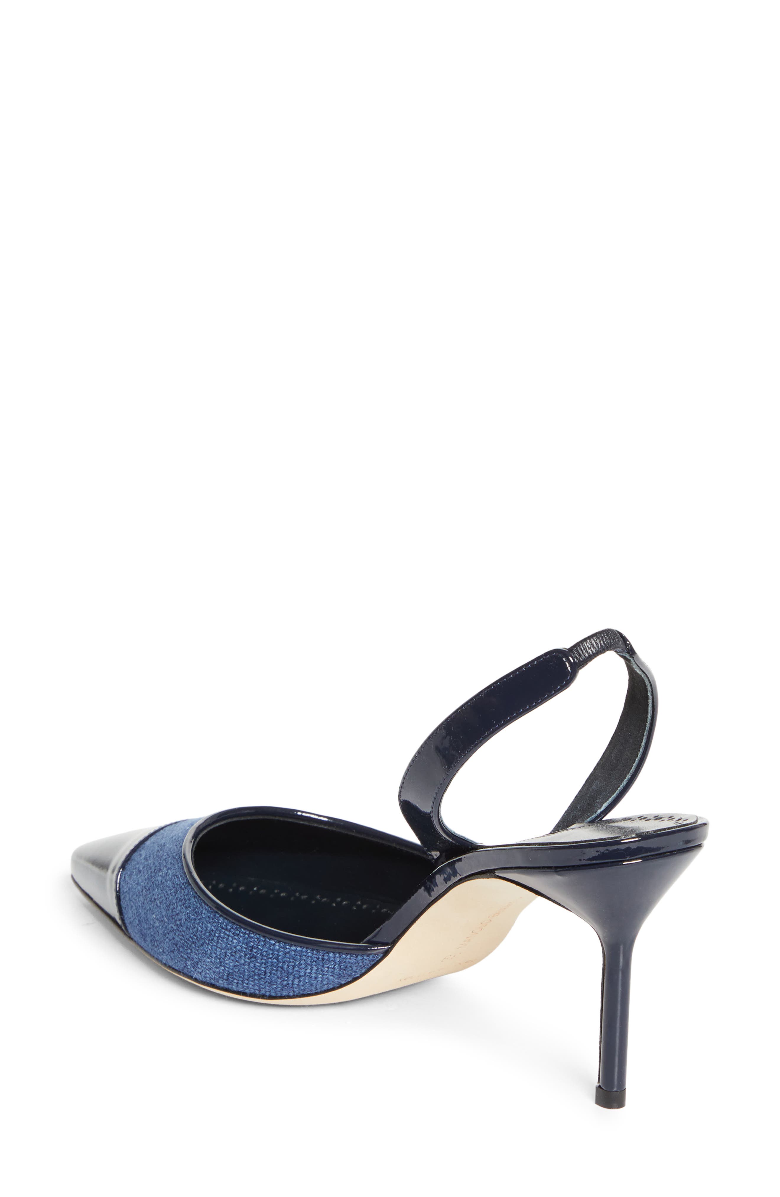 Manolo Blahnik Capsli Cap Toe Slingback Pump, Alternate, color, Blue/ Navy