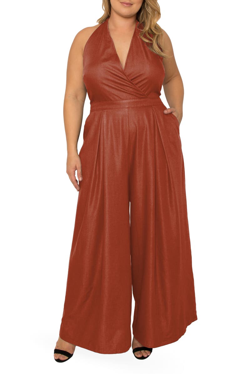 Standards & Practices London Sleeveless Wide Leg Jumpsuit, Main, color, Brown