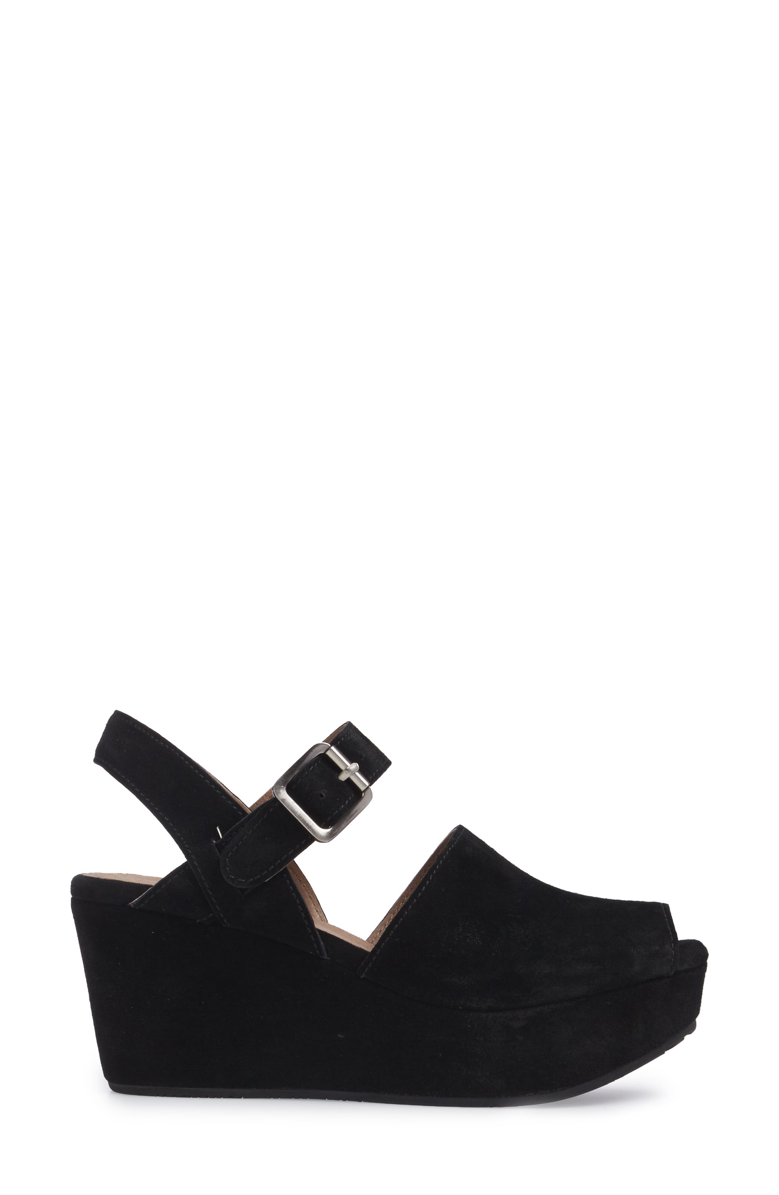 Wagga Platform Wedge Sandal, Alternate, color, BLK SUEDE