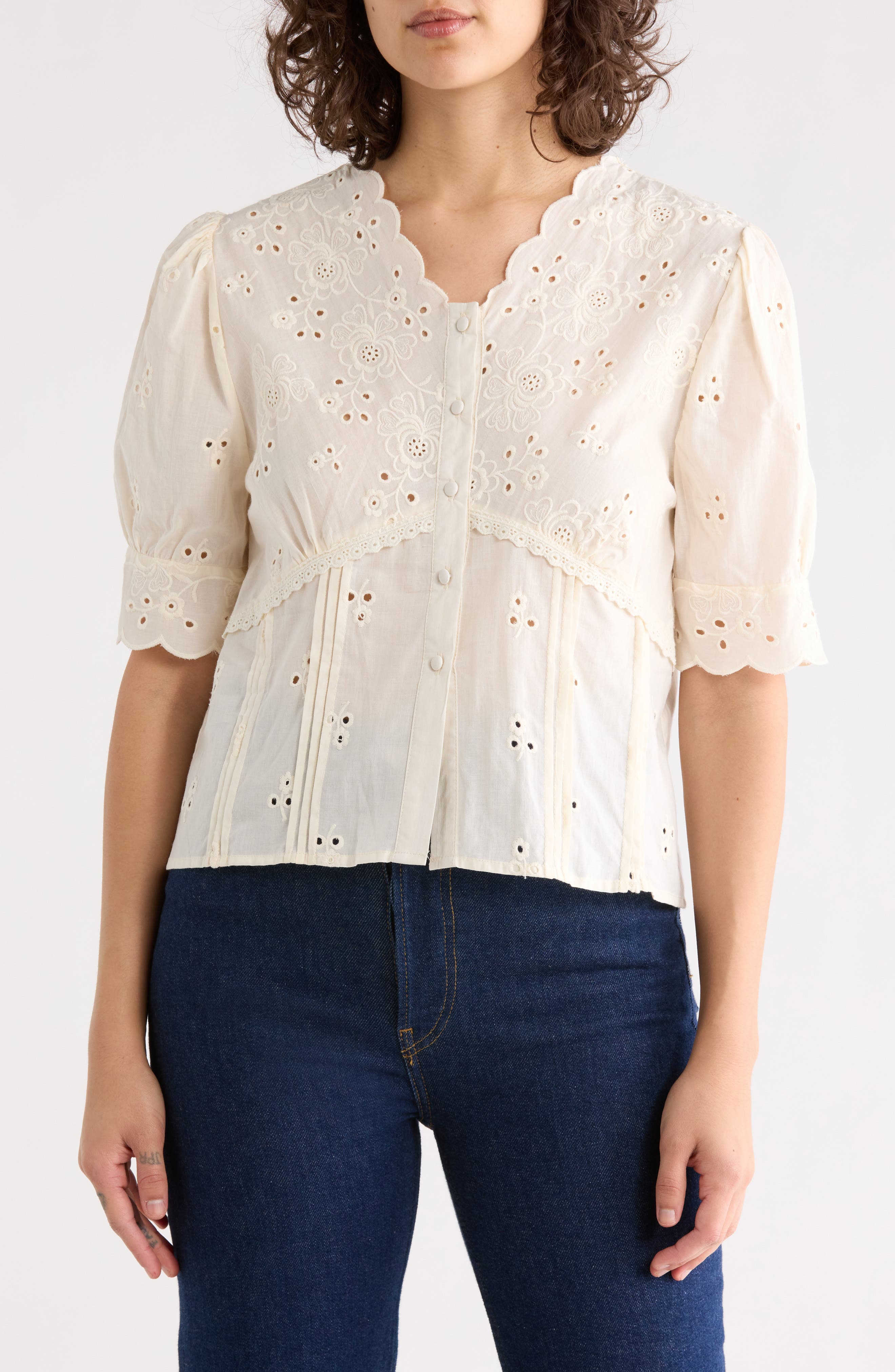 Forgotten Grace Cotton Eyelet Top