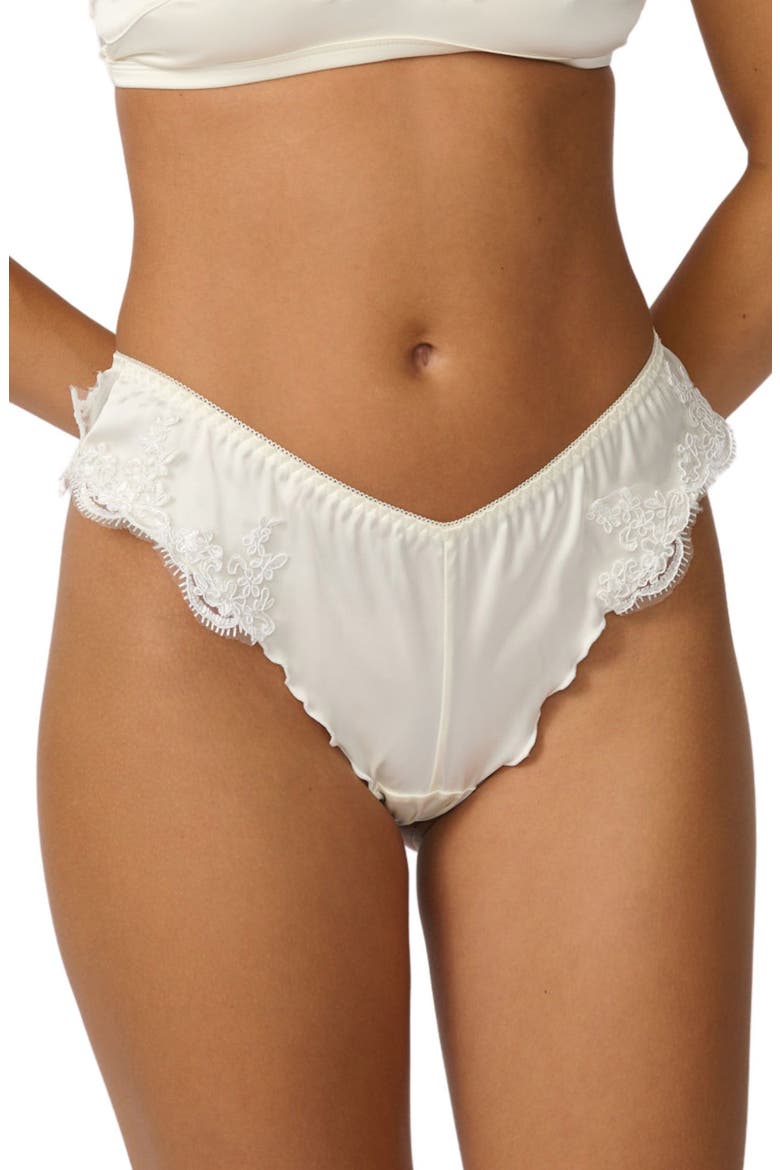Cinderella Lace Trim Stretch Satin Briefs, Main, color, ANTIQUE
