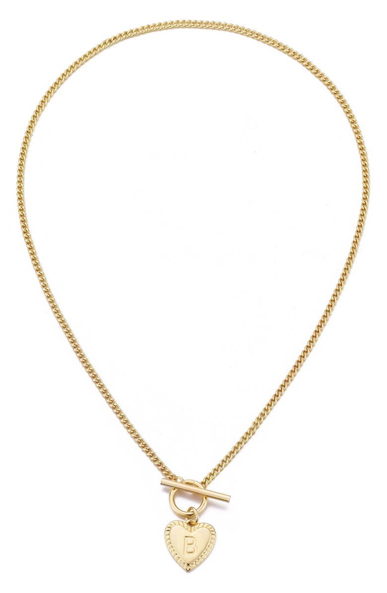 Adornia Initial Heart Toggle Necklace, Alternate, color, Gold-B