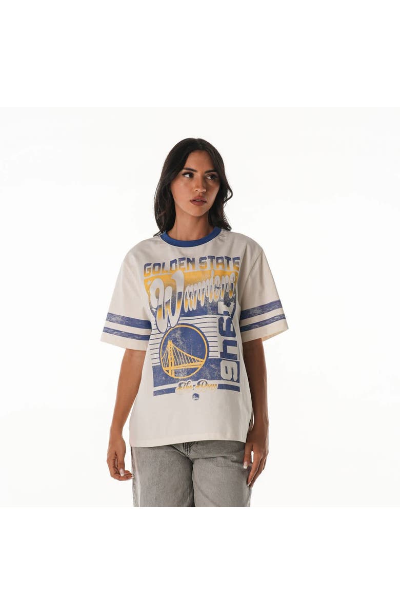 THE WILD COLLECTIVE Women's The Wild Collective Cream Golden State Warriors Vintage Drop Shoulder Oversized Boyfriend T-Shirt, Main, color, Cream