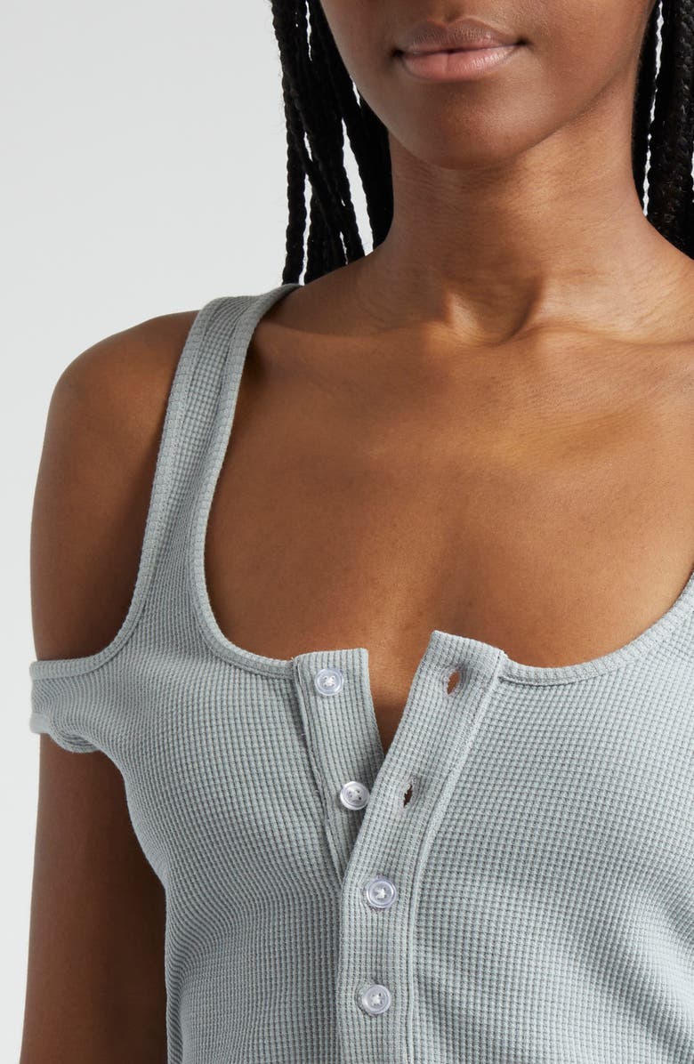 K.NGSLEY Gender Inclusive Two-Way Cold Shoulder Waffle Tank, Alternate, color,