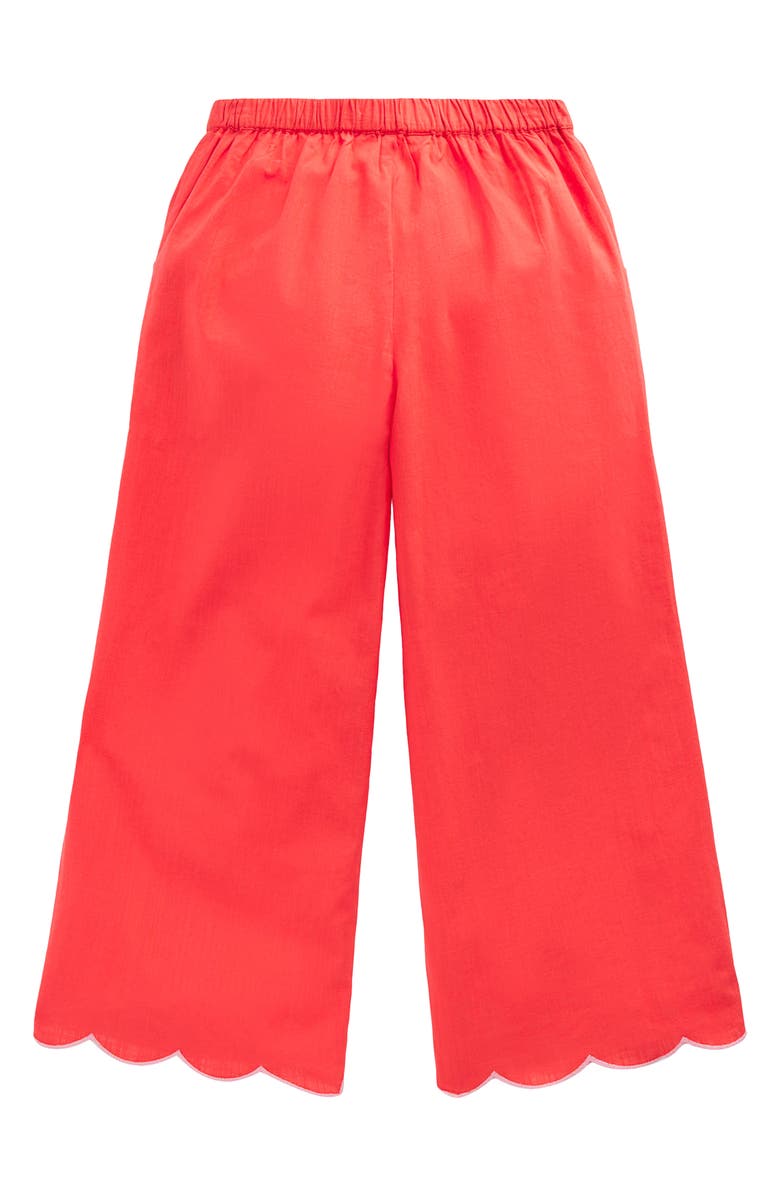 Mini Boden Kids' Embroidered Scallop Hem Wide Leg Pants, Alternate, color, Spicy Red Neon Embroidery