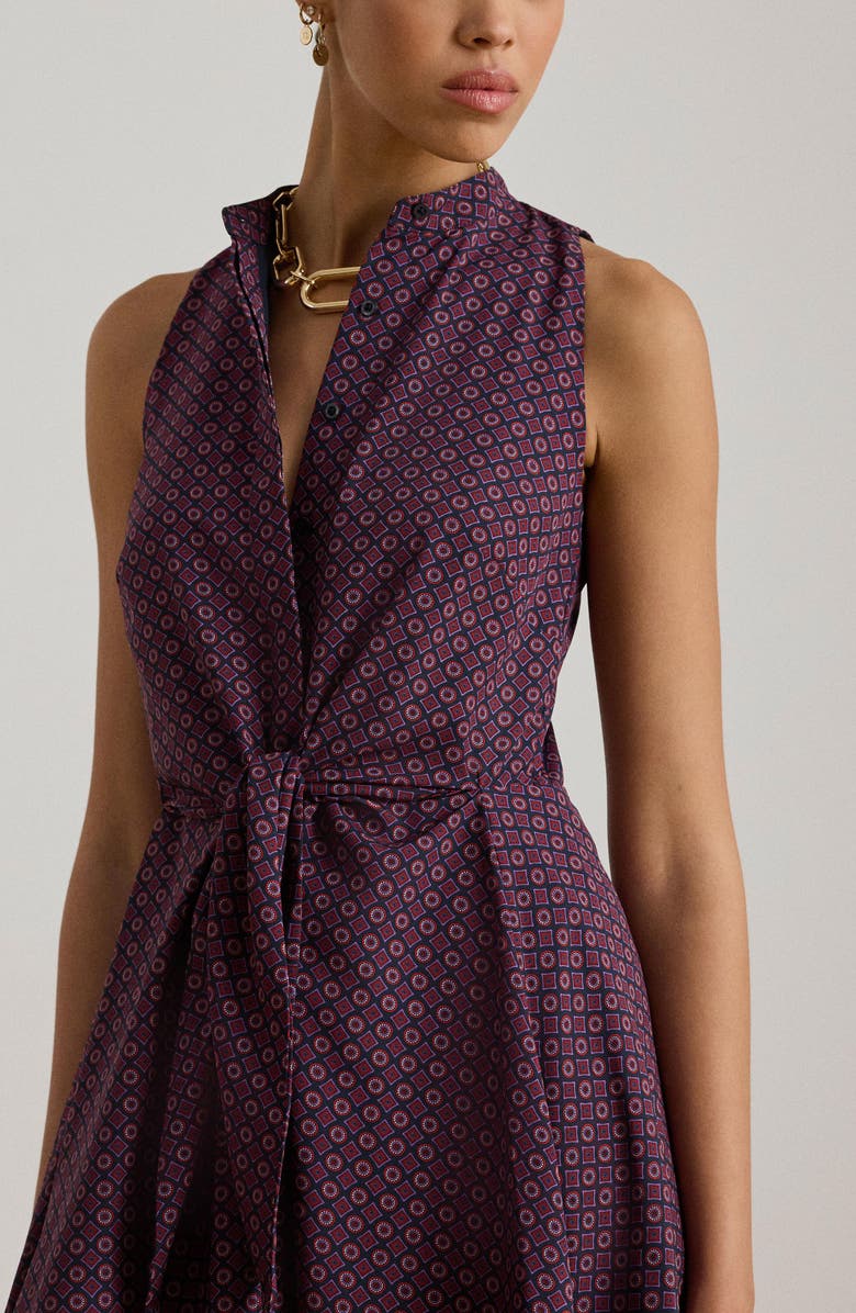 Lauren Ralph Lauren Tie Waist Midi Shirtdress, Alternate, color, Purple/Navy