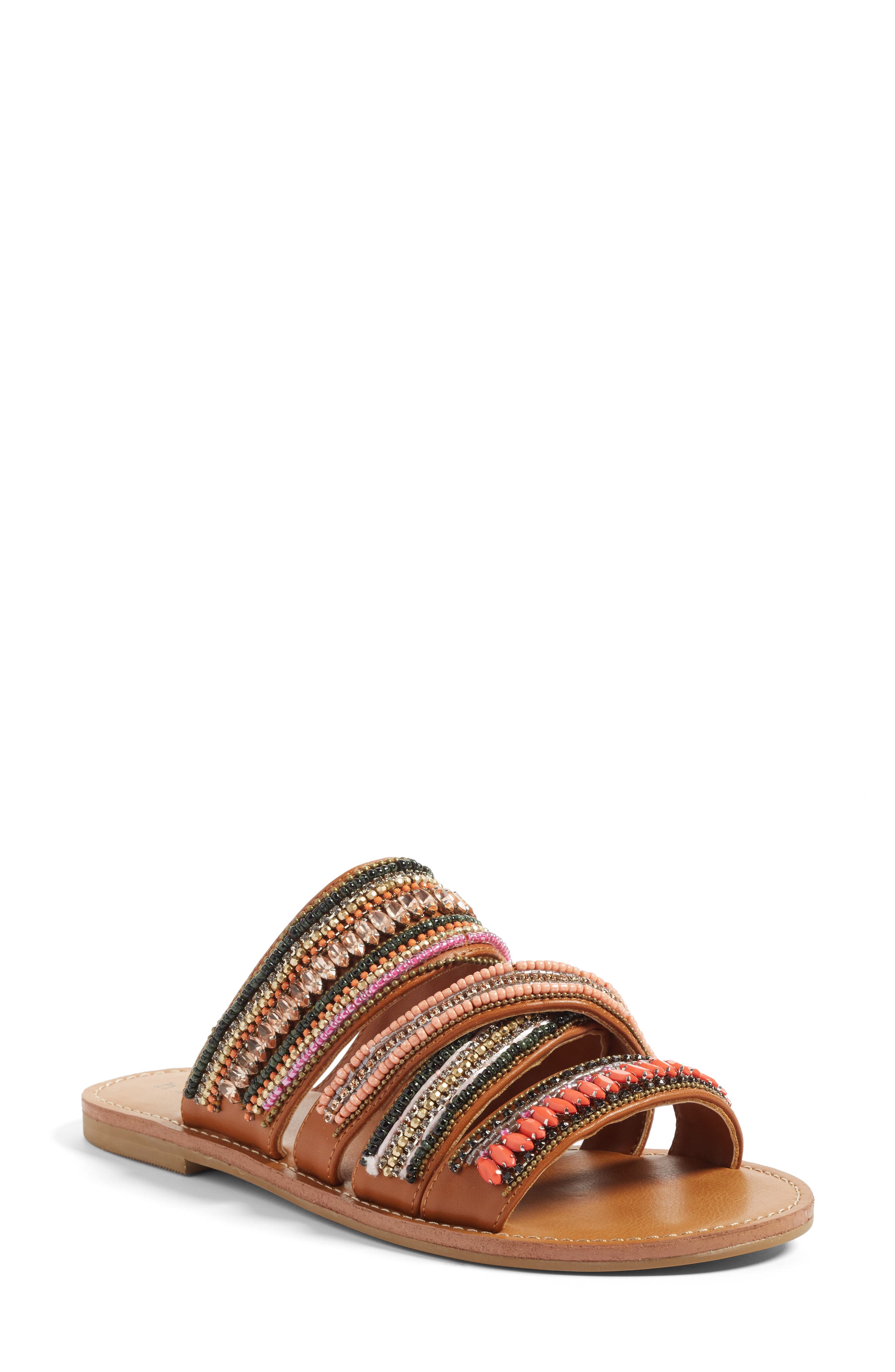 Polly Sandal, Main, color, COGNAC FAUX LEATHER