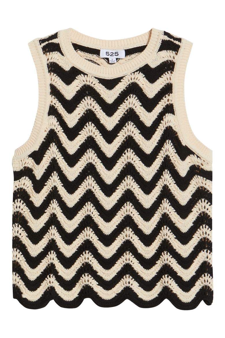 Kayla Chevron Open Stitch Cotton Sweater Tank, Alternate, color, SAND DOLLAR MULTI