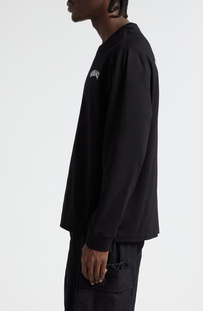 Versace Milano Stamp Embroidered Cotton T-Shirt, Alternate, color, Black