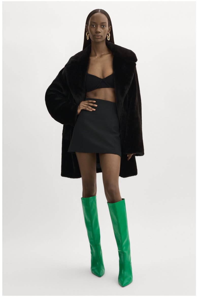 LINNEA | Faux Fur Coat, Alternate, color, Black