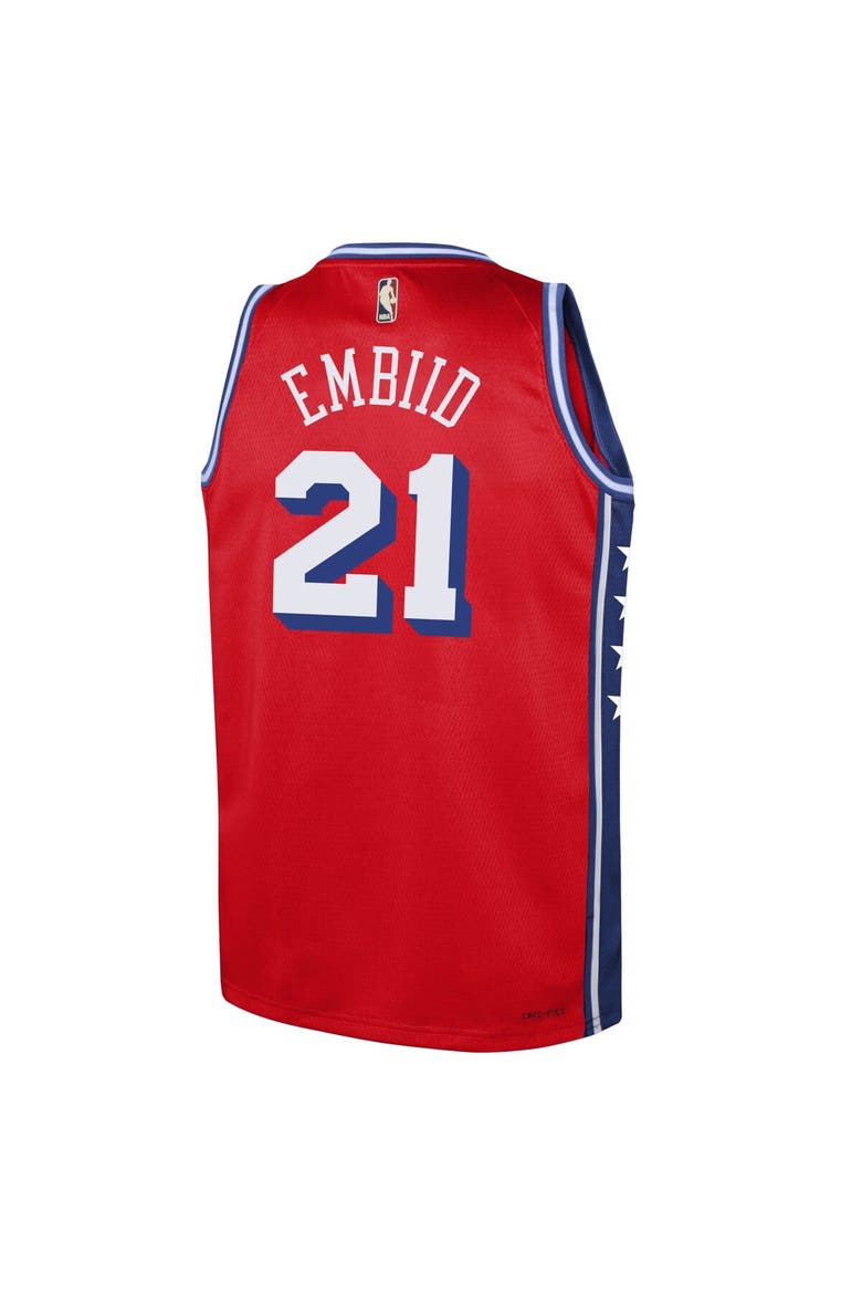 Youth Jordan Brand Joel Embiid Red Philadelphia 76ers Swingman Jersey - Statement Edition, Alternate, color, Red