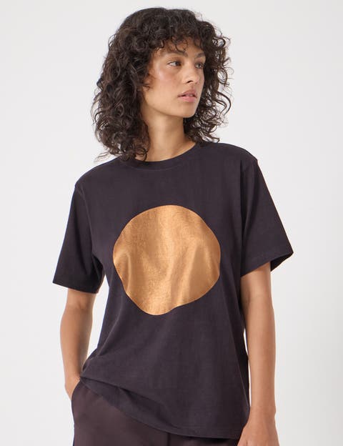 Metallic Graphic Cotton T-Shirt